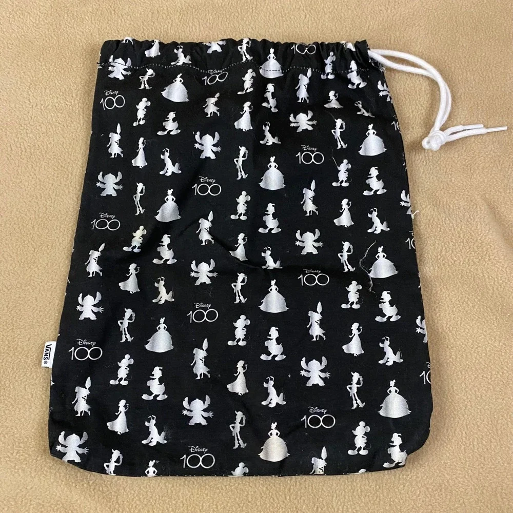 Vans Disney 100th Anniversary Drawstring Kids Shoe Bag Black‎ White EUC